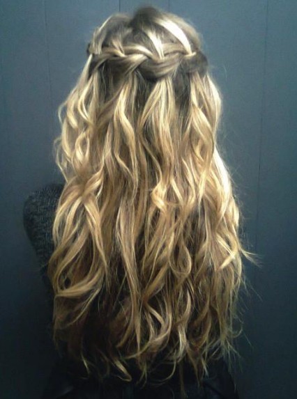 Waterfall Braid for Curly Hair - Long Curly Hairstyle with 