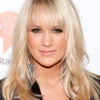 Carrie Underwood Long Straight Hairstyles with Wispy Bangs