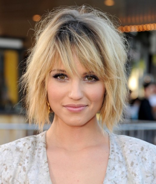 Dianna Agron Layered Ombre Bob Hairstyle