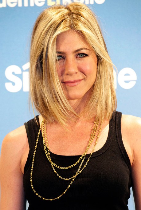 Jennifer Aniston Lob Hairstyle Medium Straight Blonde Bob Haircut