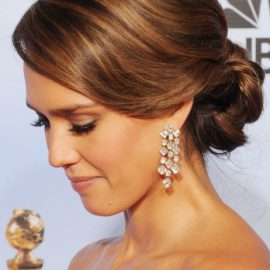 Side view of Jessica Alba Bobby Pinned Updo