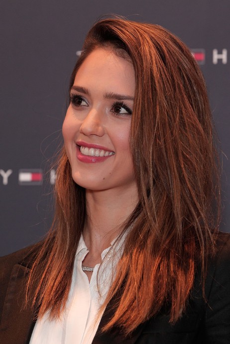 Jessica Alba Long Red Hairstyles