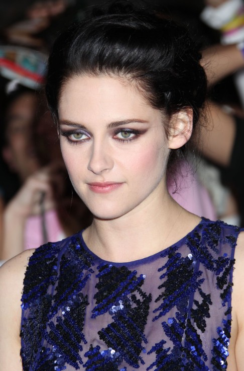 Kristen Stewart Bobby Pinned Black Updo - Hairstyles Weekly