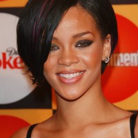 Rihanna Bob Hairstyles: Sexy Short Bob Cut with Side Bangs