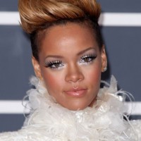 Rihanna Elegant High Quiff Hairstyle