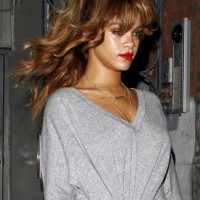 Rihanna Long Wavy Hairstyles with Bangs