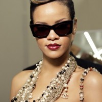 Rihanna Modern Pompadour Updo Hairstyle