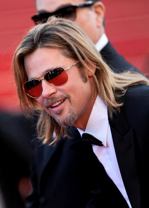 Brad Pitt Layered Long Hairstyle for Men - Hairstyles Weekly
