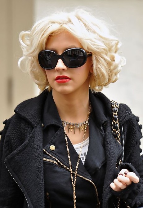 Christina Aguilera Short Curly Bob Hairstyle