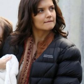 Katie Holmes Layered Hairstyle with Bangs