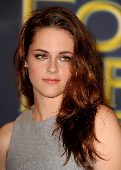 Kristen Stewarty Layered Long Red Wavy Hairstyle 