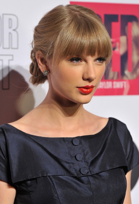 Image of Blunt fringe with a braided updo