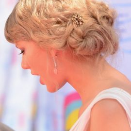 Taylor Swift Romantic Updo Hairstyle for Wedding