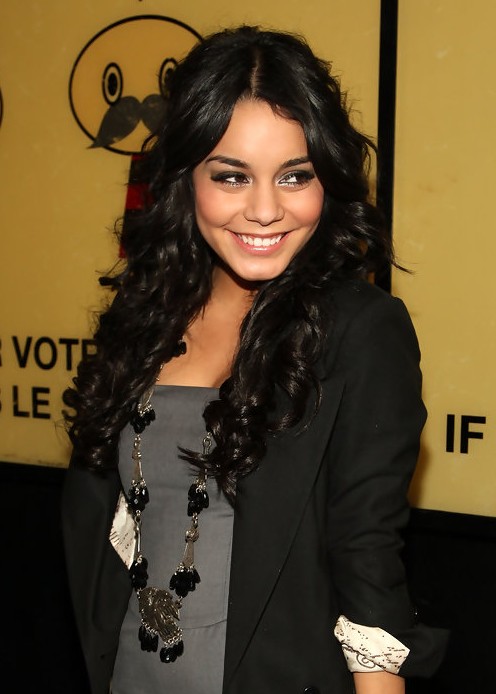 Vanessa Hudgens Cute Long Black Curly Hairstyle 