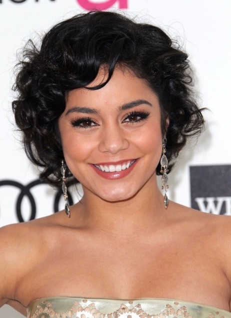 Vanessa Hudgens Short Curly Bob Hairstyle With Bangs