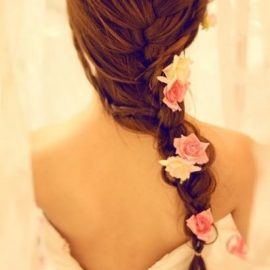 Back view of braided hairstyle for wedding