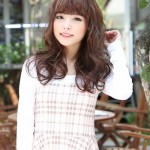 Cute Japanese Girl with Long Brown Hairstyle