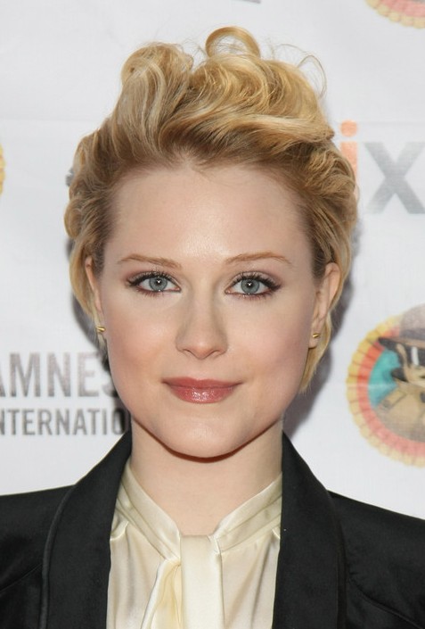 Evan Rachel Wood Layered Short Hairstyle with Waves 2013