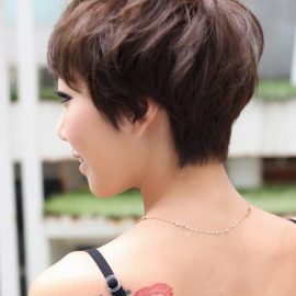 Back View of Layered Short Pixie Haircut