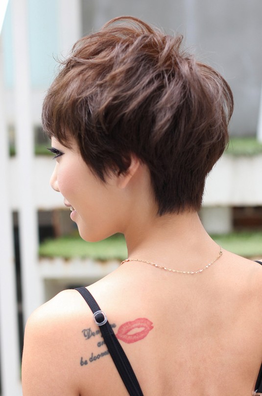 short haircut back view woman