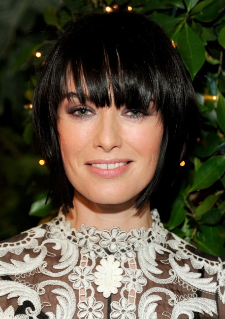 Lena Headey Hairstyle: Choppy Layered Short Black Bob 