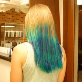 Long Straight Blue Green Hairstyle