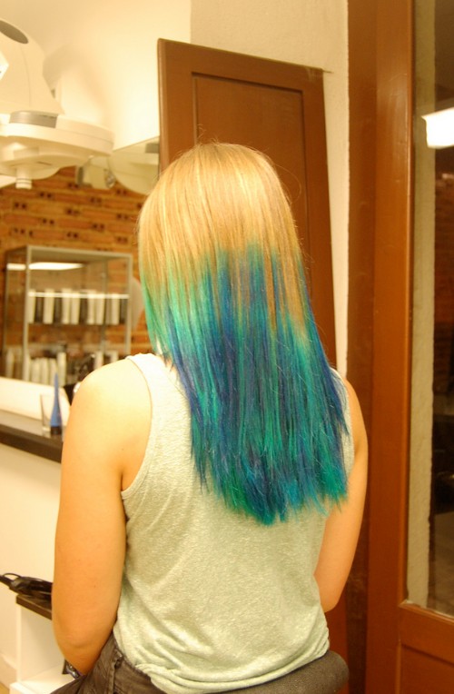 Futuristic Blue Green Blend On Blonde Stunning Colour