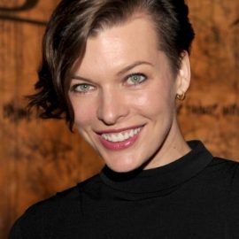 Milla Jovovich Short Asymmetric Hairstyle