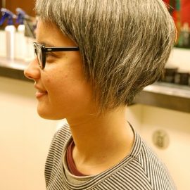 Side View of Asymmetrical Bob Haircut