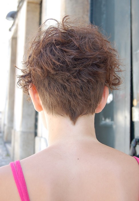 Back View of Chic Short Curly Hairstyle for Women
