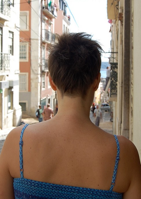 Back View of Cute Spicy Asymmetric Short Hairstyle