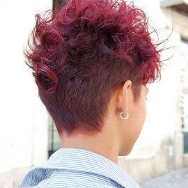 Back View of Sexy Short Sassy Curly Red Hairstyle