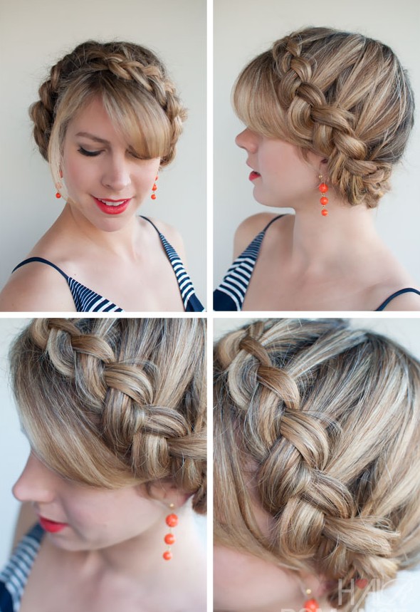 Dutch Crown Braid Updo Romantic Braided Updo Hairstyles Weekly