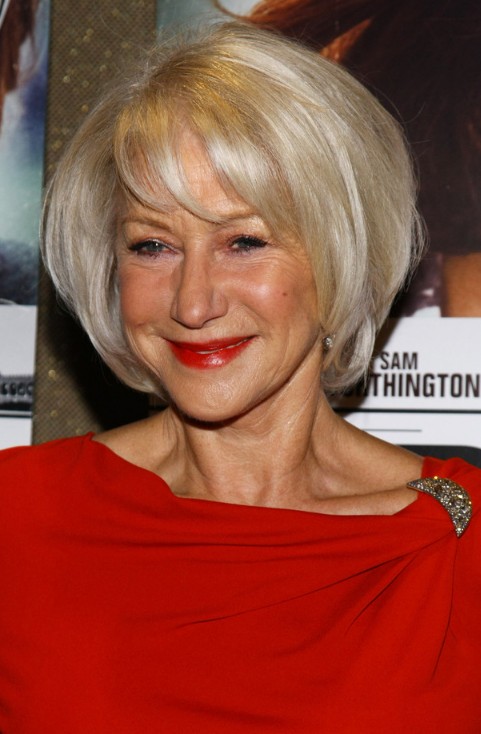 Shiny, Blond, Layered Bob for Women Over 60 - Helen Mirren Hairstyles