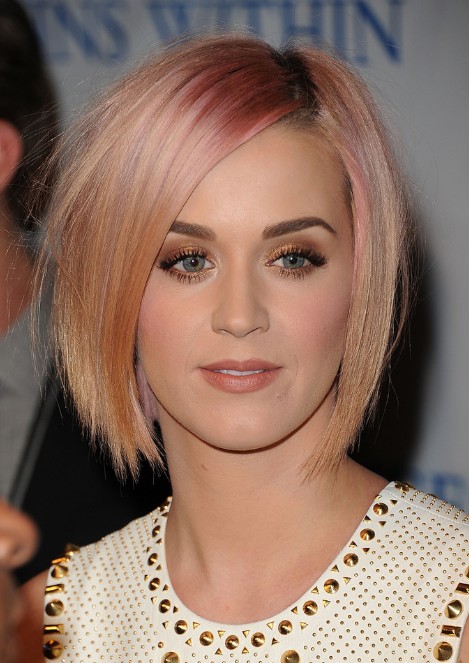 Katy Perry Layered Short Sleek Pastel Bob Hairstyle Hairstyles