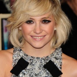 Pixie Lott Sexy Blonde Bob Hairstyle with Side Bangs 2013