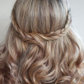 Wedding Hairstyle Ideas: Romantic Soft Curly Fishtail Half Crown