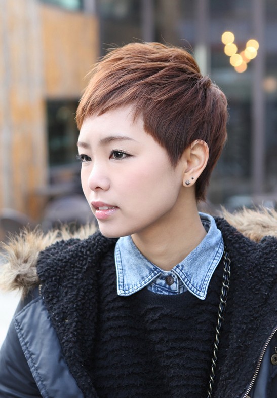 Short Layered Boyish Hairstyle - 2013 Brown Pixie Cut for Women