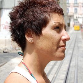Short Red Pixie Cut for Summer - Side View of Boyish Short Red Pixie Cut