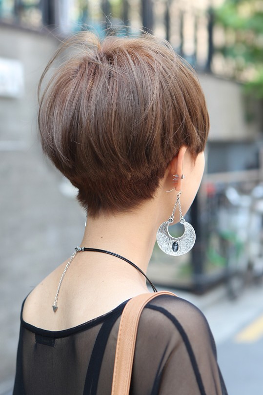Short Straight Haircut for Asian Women - Back View of Asian Bowl Cut