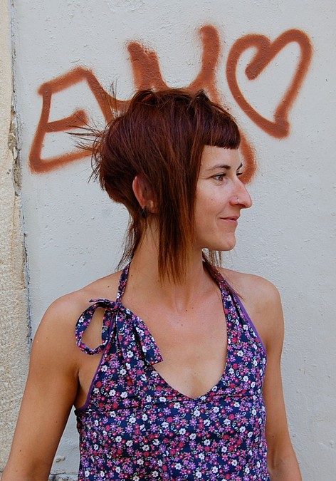 Side View of Trendy Short Long Red Hairstyle
