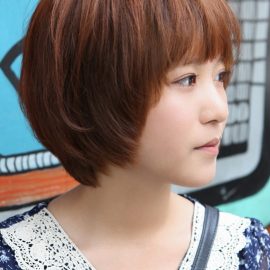 Sweet Layered Short Korean Hairstyle - Side View of Cute Bob Cut