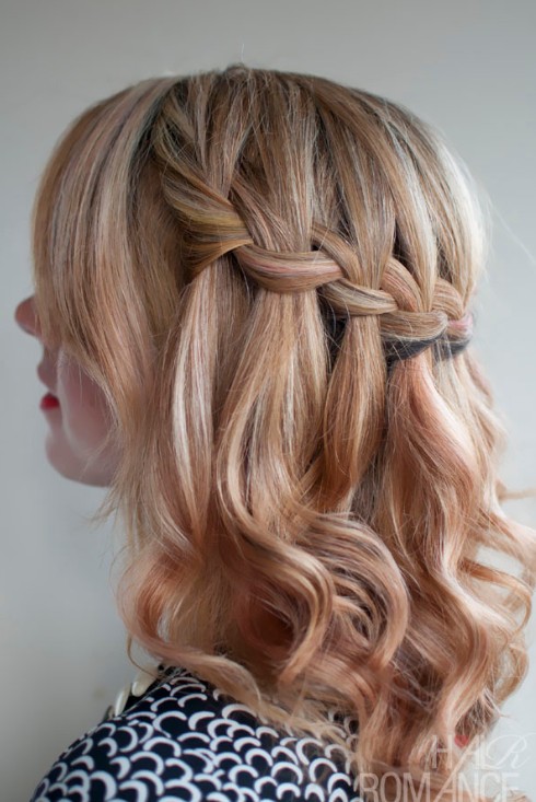 Image of Ponytail waterfall braid for school