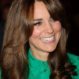 Kate Middleton Long Curly Hair Style with Bangs