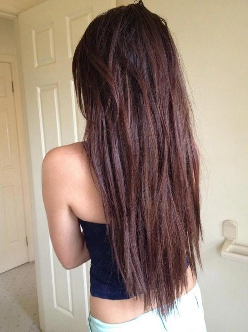 Straight Choppy Textured Chocolate Brown Long Hairstyle For