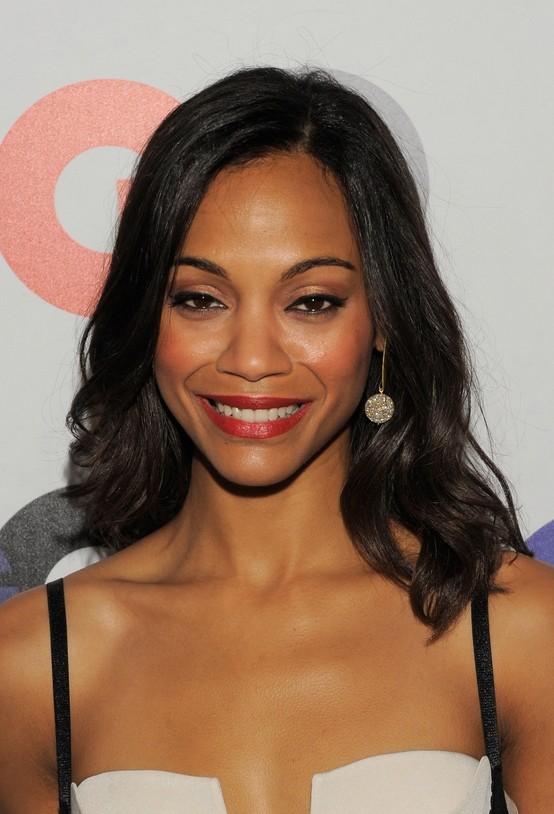 Popular Long Black Wavy African American Hairstyle Zoe Saldana