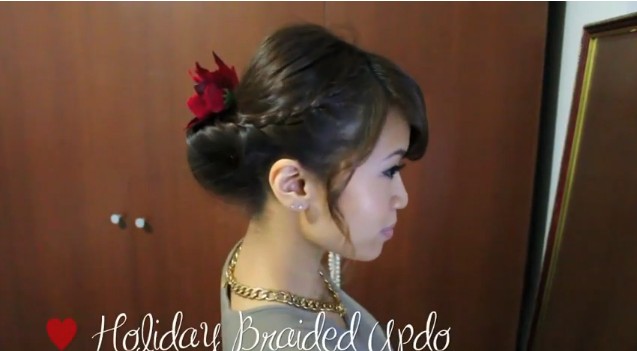 Side View of Braided Updo for Holidays