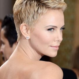 Charlize Theron Short Pixie Haircut for Summer 2014