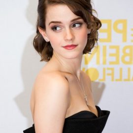 Emma Watson Long Hairstyle with Side Swept Bangs