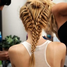 Hairstyle for Summer V-Shaped Twin Braids